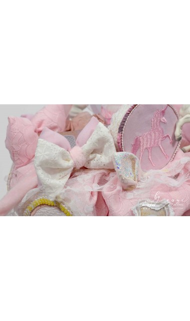 Lumanare botez cu unicorni magici multa dantela si flori exotice Unicorni si primavara 20